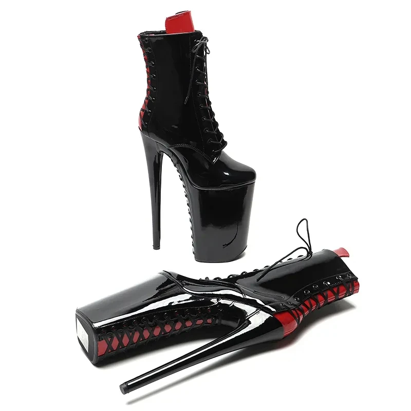 LAIJIANJINXIA New 26CM/10inches Patent Upper Black with Red sexy exotic High Heel platform party shoes Pole Dance boot