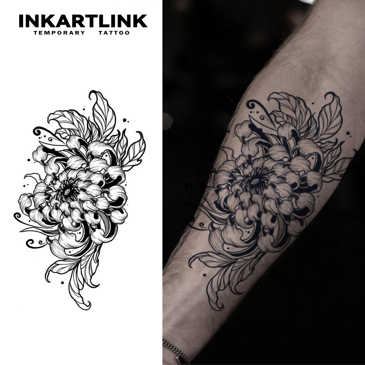 

Flower Temporary Tattoo,Lasts To 15 Days New Technology Magic Waterproof Semi Permanent Sticker.