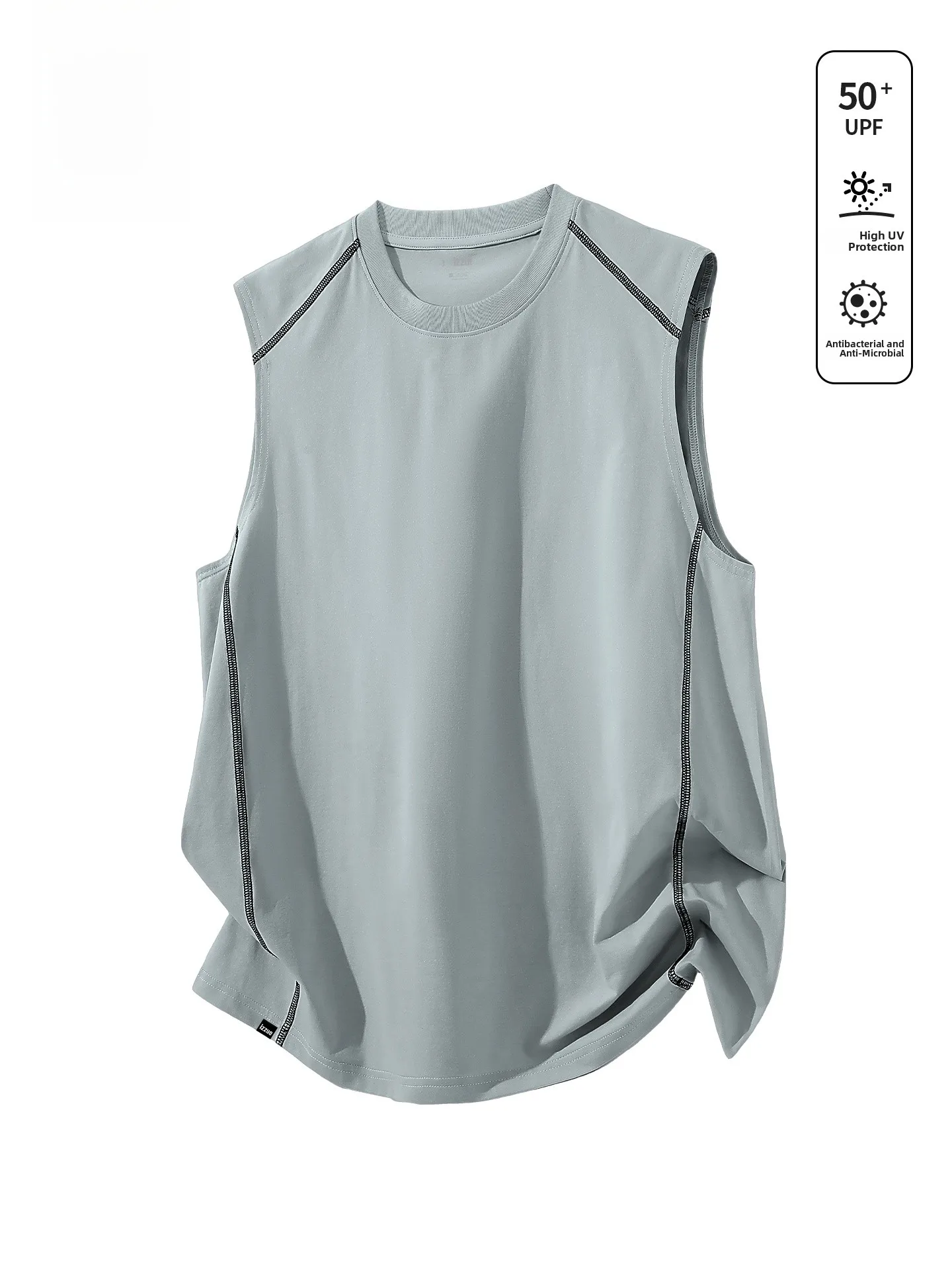 

IZZUE New Men's Summer Sportswear Sun Protection Vest Breathable Fitn Svel oulder Pad Design Polyester Casual Top