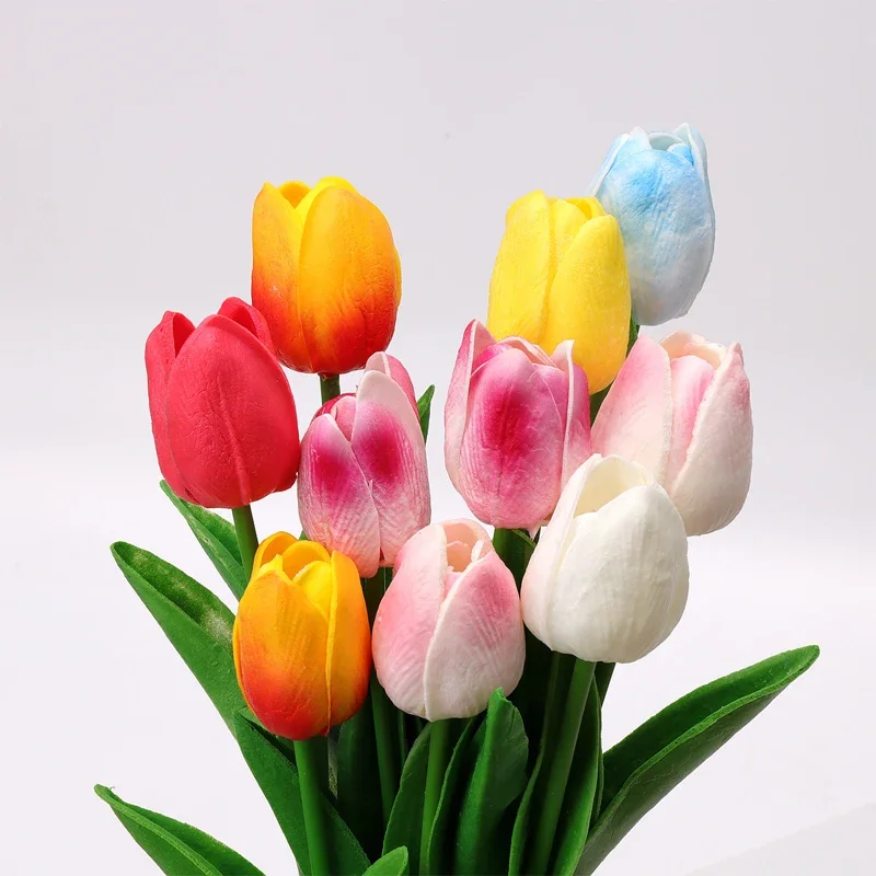 

10Pcs New Artificial Tulip Flower Fake PU Real Touch Bouquet Wedding Party Home Decor Simulation Flowers Photographic Props