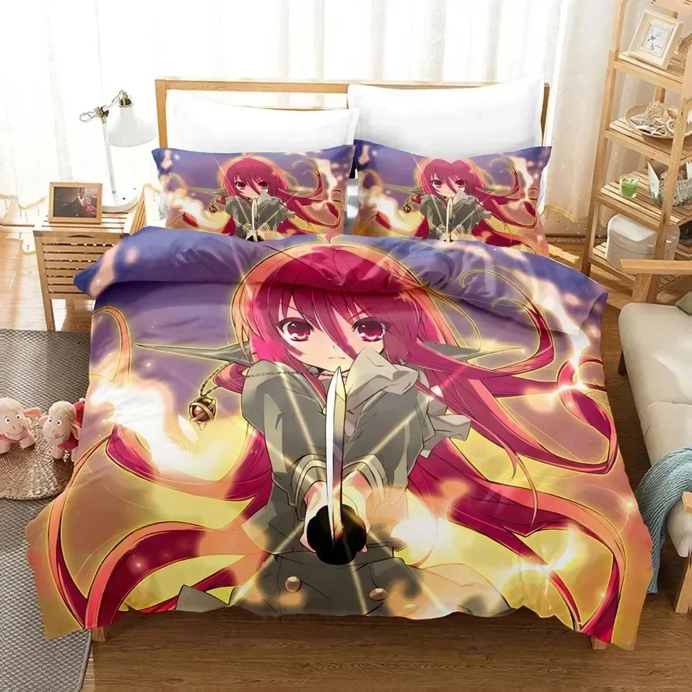 Kawaii Girl Cartoon Shakugan No Shana Bedding Set Printed With Pillowcase Bed Duvet Cover Soft Queen King Size Bedclothes Home