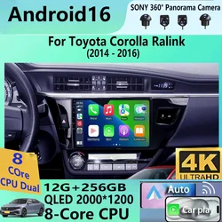 Android 16 2 Din Car Radio for Toyota Corolla Ralink 2014 - 2016 Multimedia Video Player Navigation MP5 Stereo Carplay Head Unit