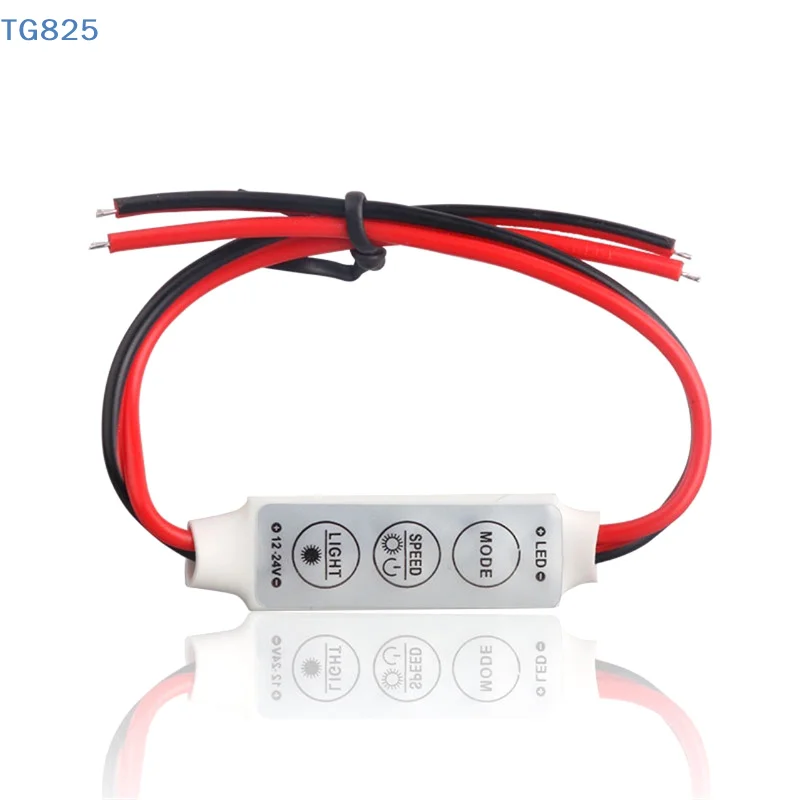 【AN】【SA】Mini Three-key Monochrome Controller LED Strip Module 3-key Manual Button Dimming Micro Flash Breathing Red Black