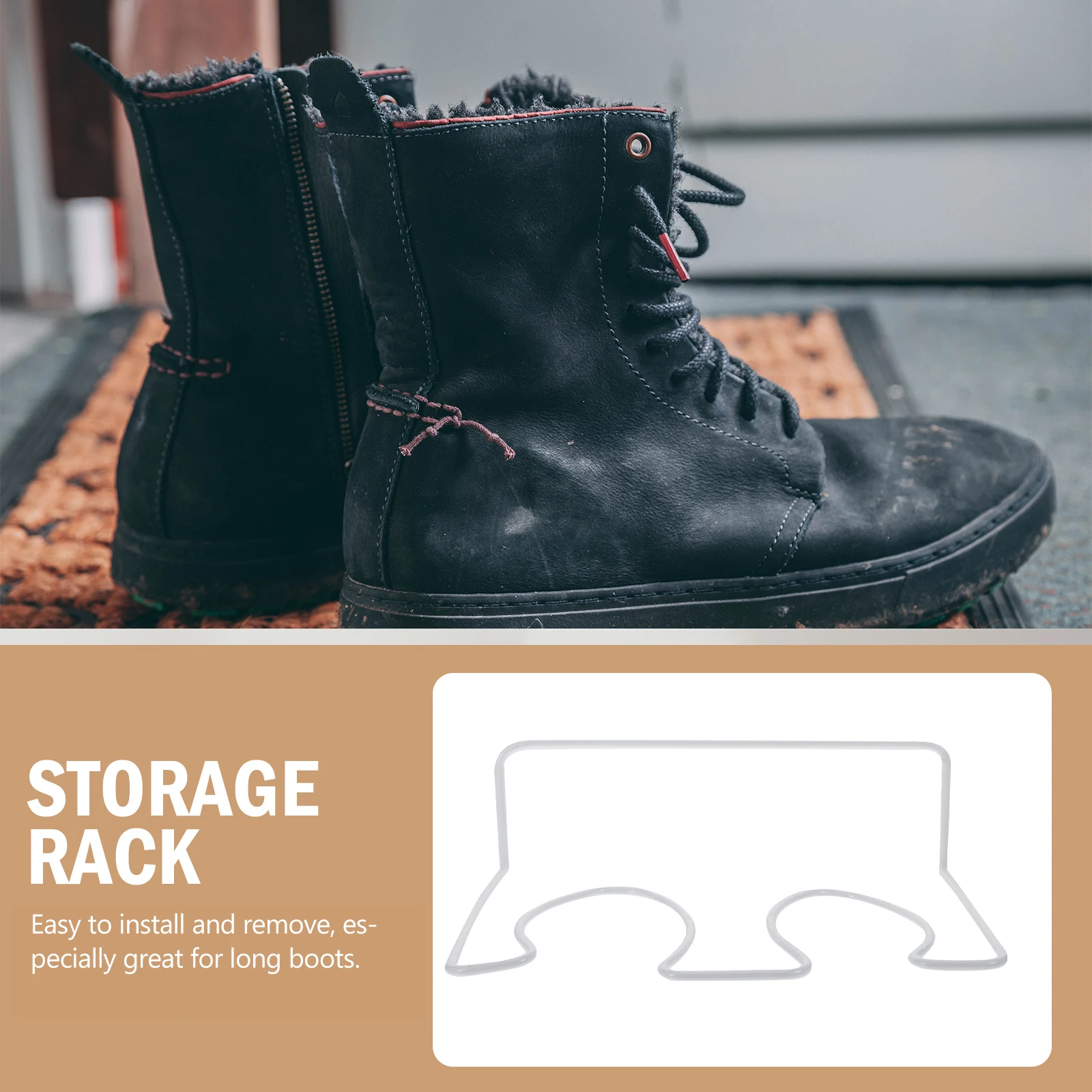 

2 Pcs Wall Mounted Shoe Rack White Storage Organizer for Long Boots Easy Installation Modern Design Bathroom Bedroom Use