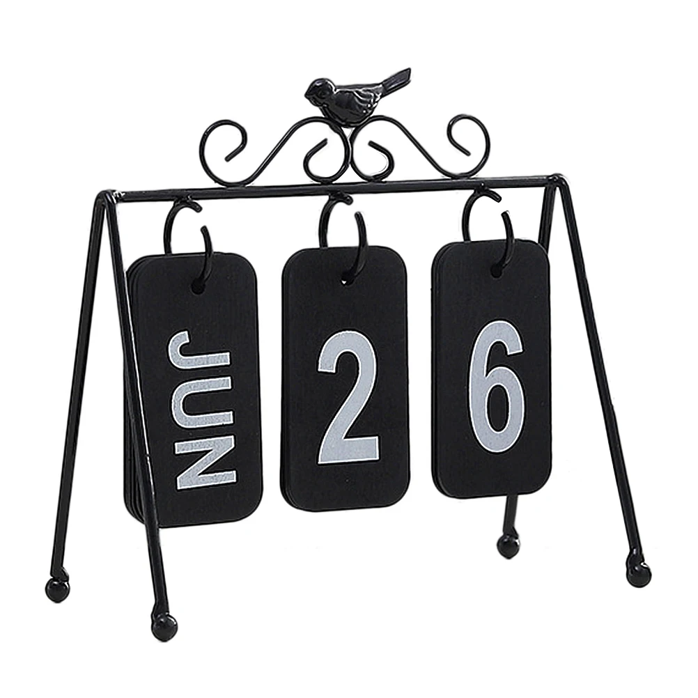 

Desktop Calendar Creative Wooden nament Simple Design Black Date Display Flip Page Manual DIY Table Decoration
