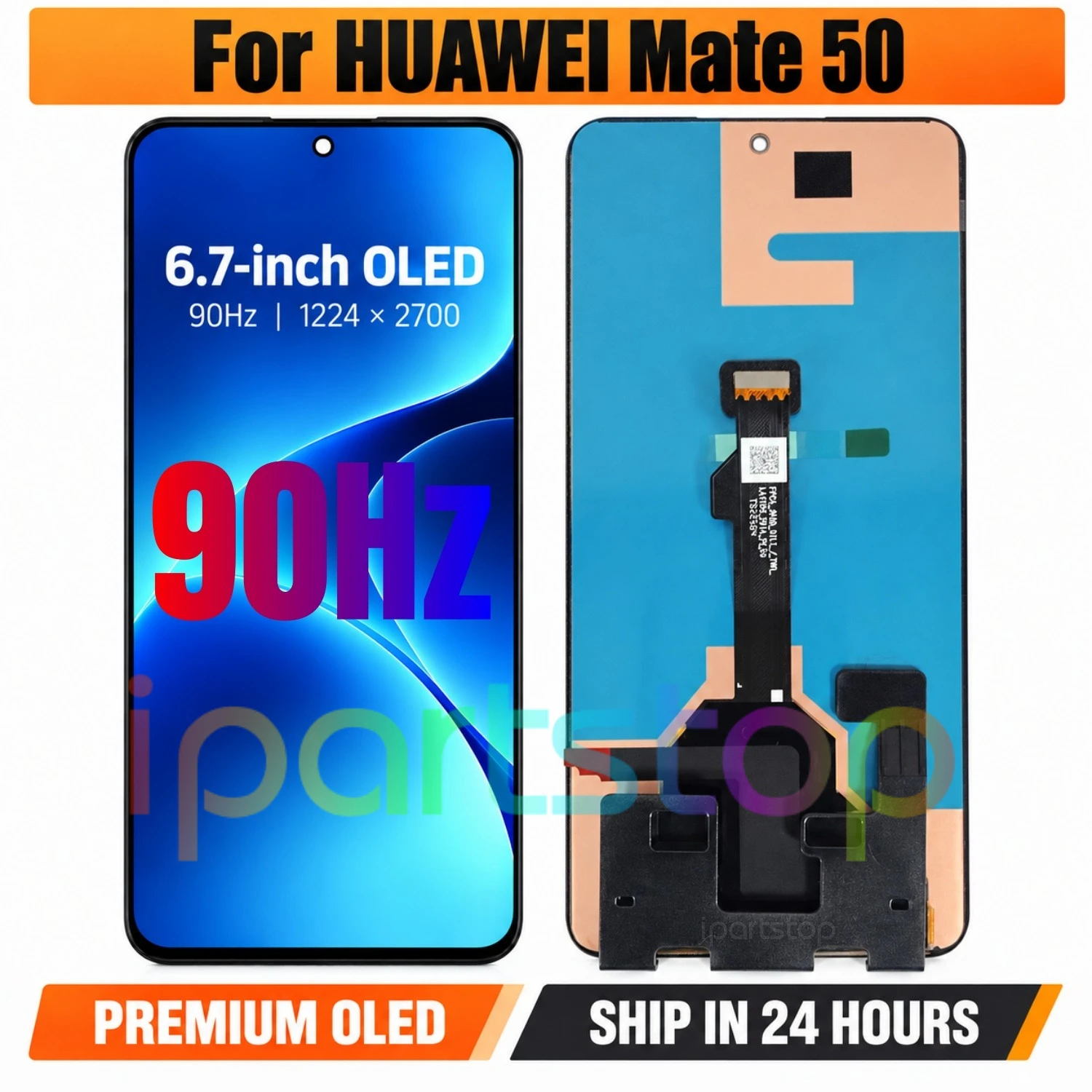 iparts-replacement-new-display-for-huawei-mate-50-cet-al00-cet-lx9-90hz-amoled-touch-screen-digitizer-with-frame-assembly-oem