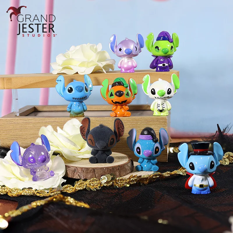 Nueva serie Disney Lilo & Stitch, Mini bolsa ciega de punto de Halloween, juguete de Anime, figuras sorpresa de punto, regalo ornamental de escritorio para niñas