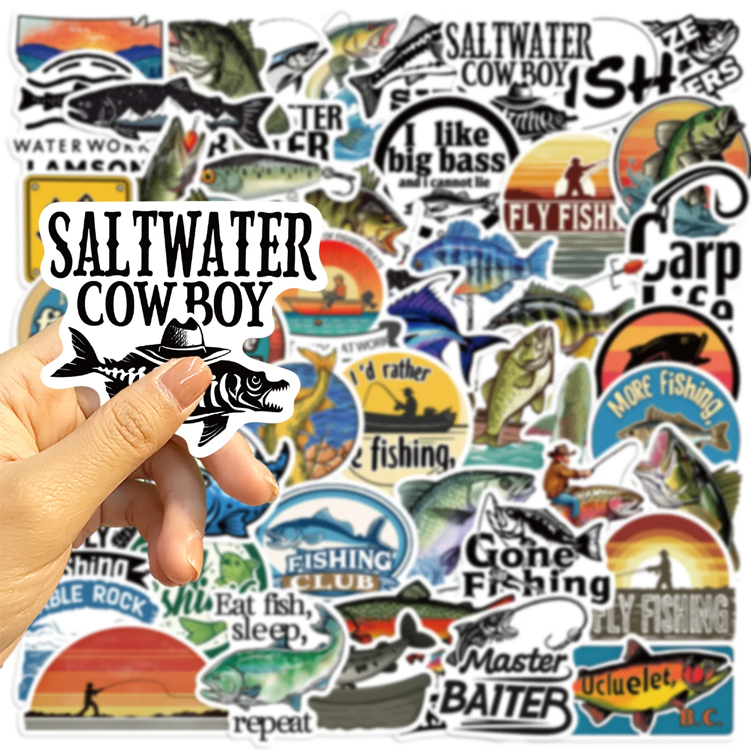 50PCS Sea fishing Animals Graffiti Stickers Skateboard Phone Guitar Laptop Waterproof Cool Cartoon DIY Sticker Decals Toys Gifts
