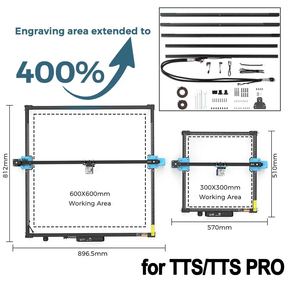 Zestaw rozszerzeń do grawerowania laserowego DIY Desktop grawerowanie laserowe rama profilu aluminiowego 600x600mm zestaw do aktualizacji dla TTS-55 Pro TTS-10 Pro