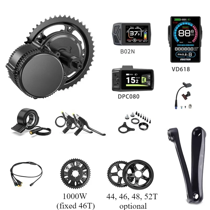 Mid-Drive E-Bike Conversion Kit 36V 48V 250W-1000W,80-160N.m High Torque Geared Motor IP65 for MTB&City Electric Bike
