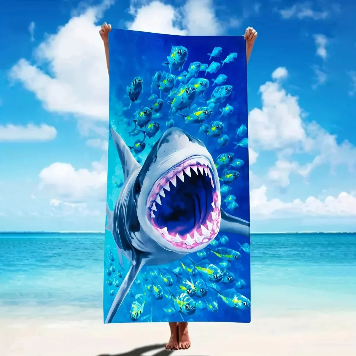 Dolphin Print Microfiber Beach Towel, Soft Absorbent Pool Towel, Sand-proof Swimming Towel, Beach Essentials, Travel Supplies