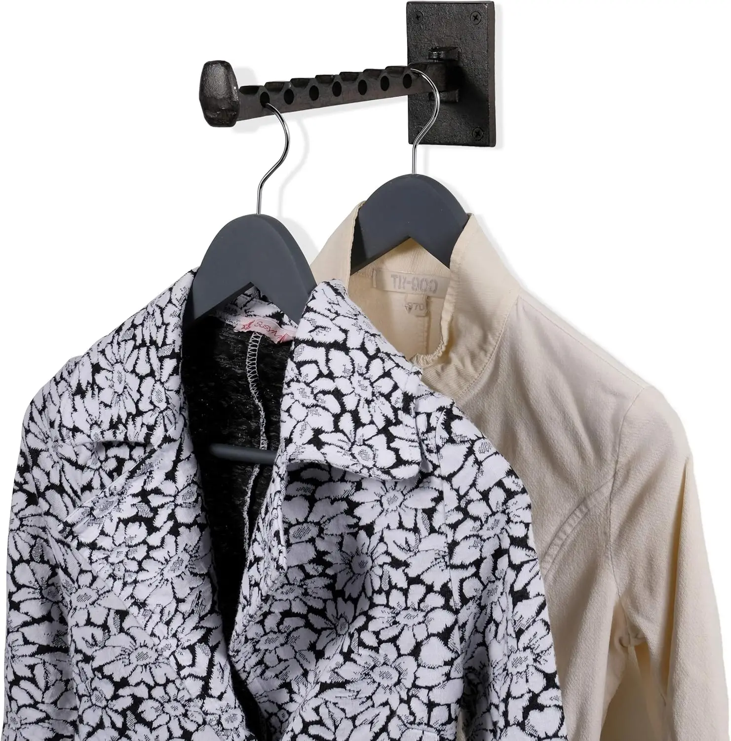 

Rustic Cast Iron Folding Coat Rack Wall Mount Organizer for Closet Laundry Room Entryway - Black