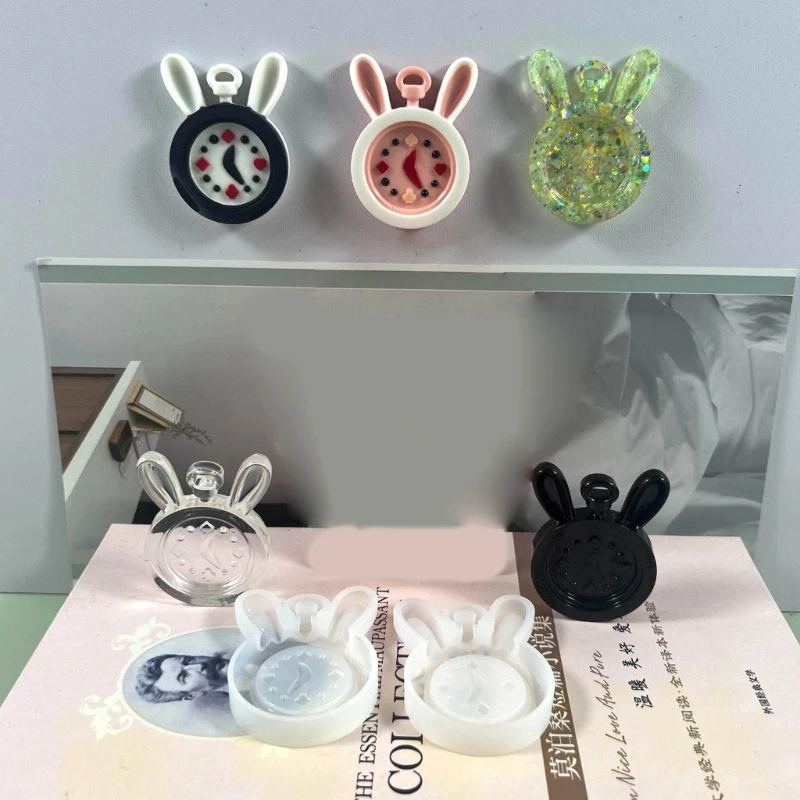 

Round Clock Silicone Molds Mini Rabbit Watch Mold Personalized Mini Rabbit Watch Mold DIY Watch Decoration Resin Mold