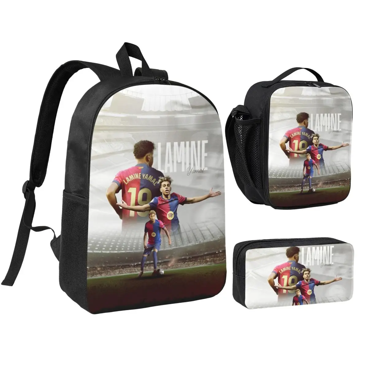 

Spain 19 Football L-Lamine Y-Yamal 3pecs/set Backpack for Student Shoulder Bag Lunch bag Pencil Case