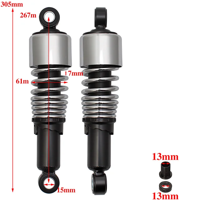 Motorcycle 267mm Rear Suspension Shocks Spring Adjustable Shock Absorbers For  Touring Road King