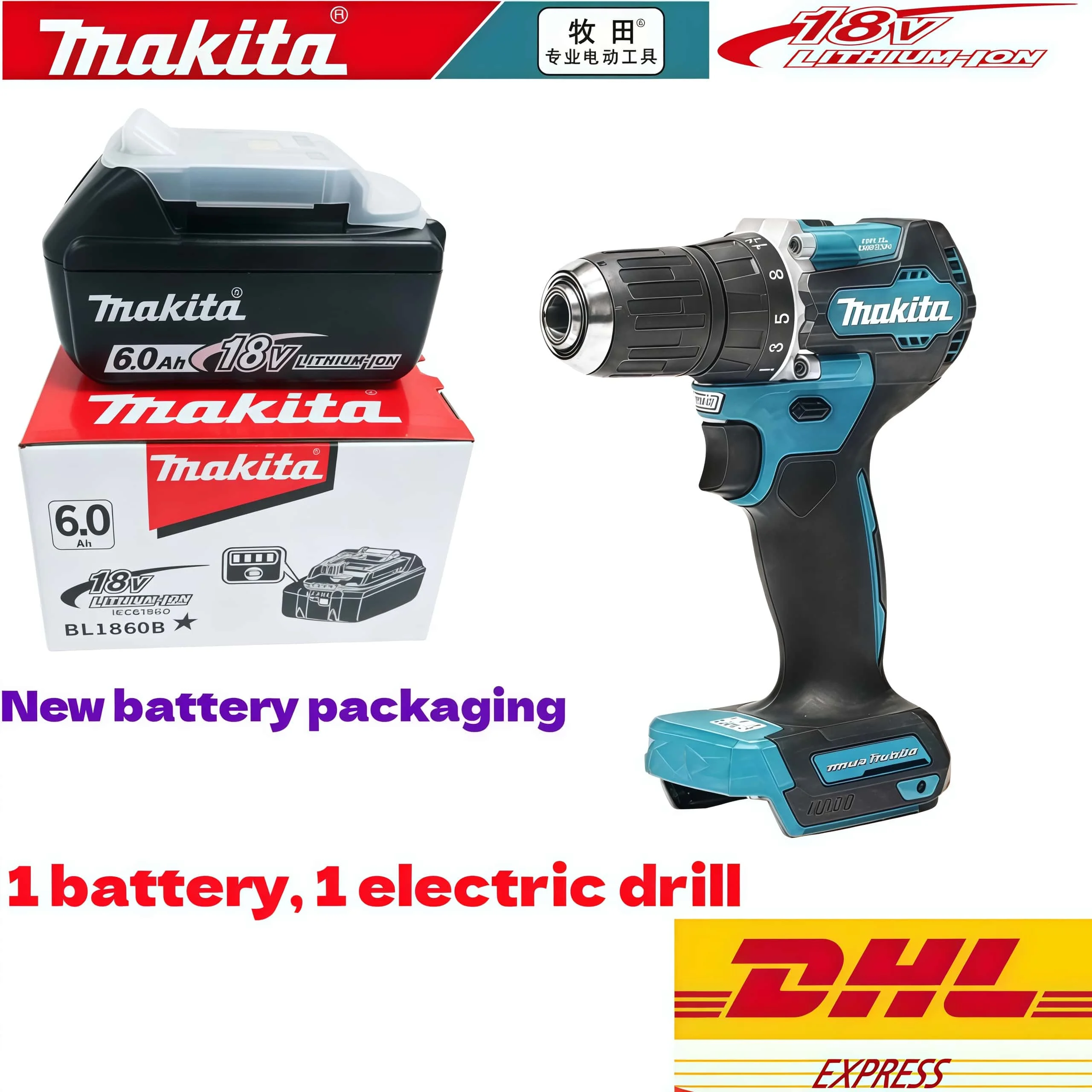 Genuine 6AH Makita BL1860B 6Ah Battery Power Tools Li-ion Replacement LXT BL1850 BL1840 for 18V Screwdriver with BMS 18V Battery image 3