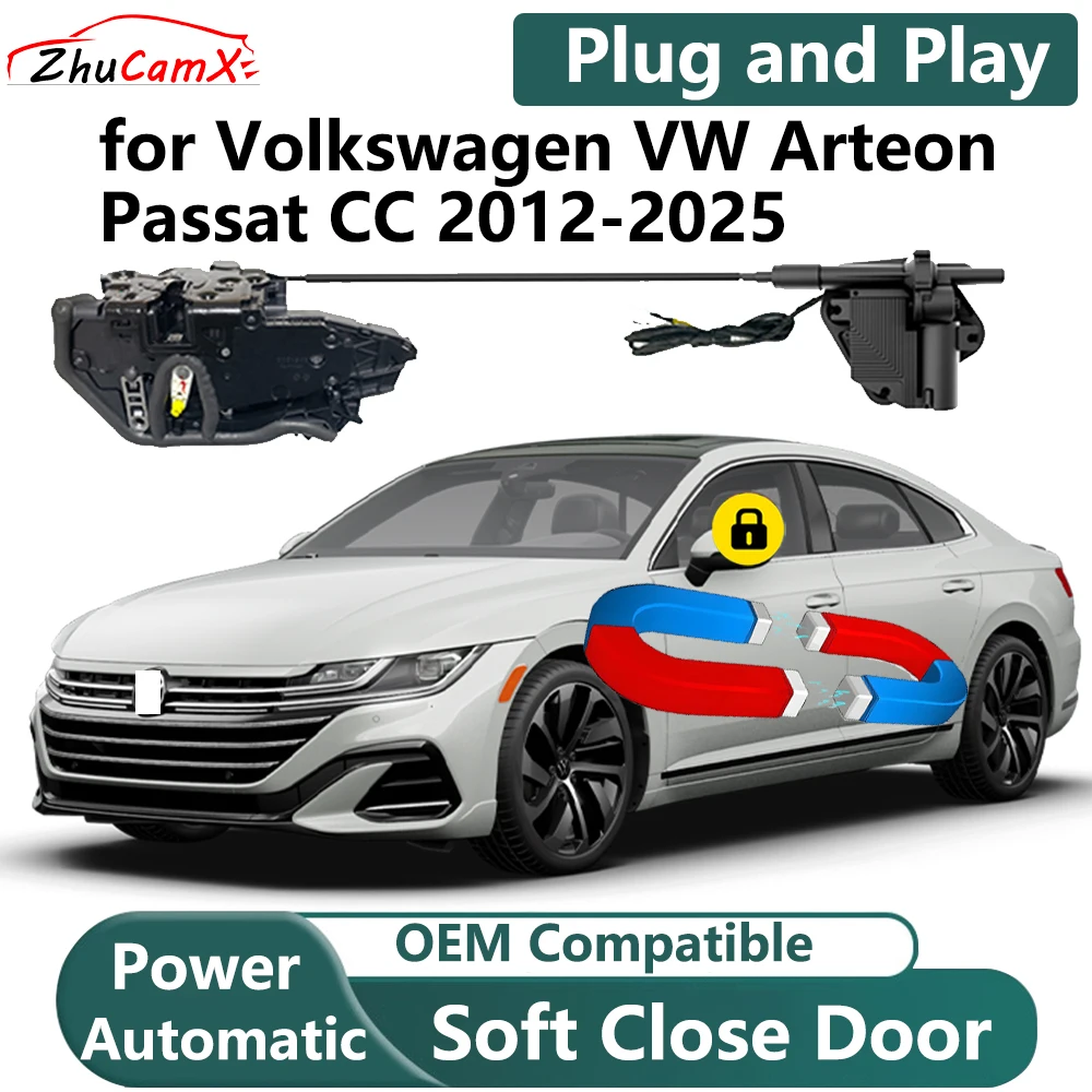 ZhuCamX for Volkswagen VW Arteon Passat CC 2012-2025 Car Electric Soft Close System Power Closing Door Latch Lock Plug and Play