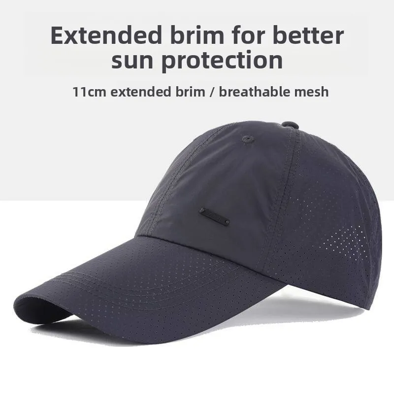 Men's Summer Quick Dry Breathable Fishing Sun Protection Long Brim Baseball Cap Outdoor Casual Adjustable round Top Hat