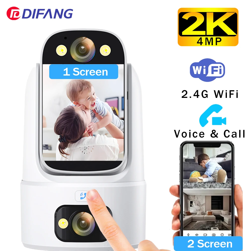 

2K 4MP Mini WiFi Camera Baby Monitor With LCD Screen Security Protection 3 Screen P2P CCTV Nanny Security Cam IP Babysitter