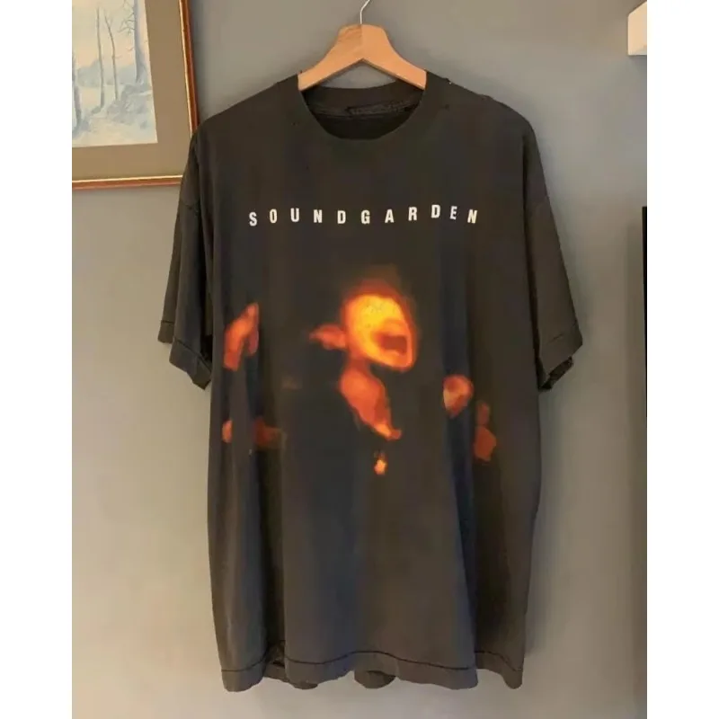 Klassisches Herren- und Damen-T-Shirt im 90er-Jahre-Stil, Frühjahr/Sommer, neuer Nachdruck, Soundgarden Band 90er Basic-T-Shirt in Schwarz, Nachdruck – Detail 3