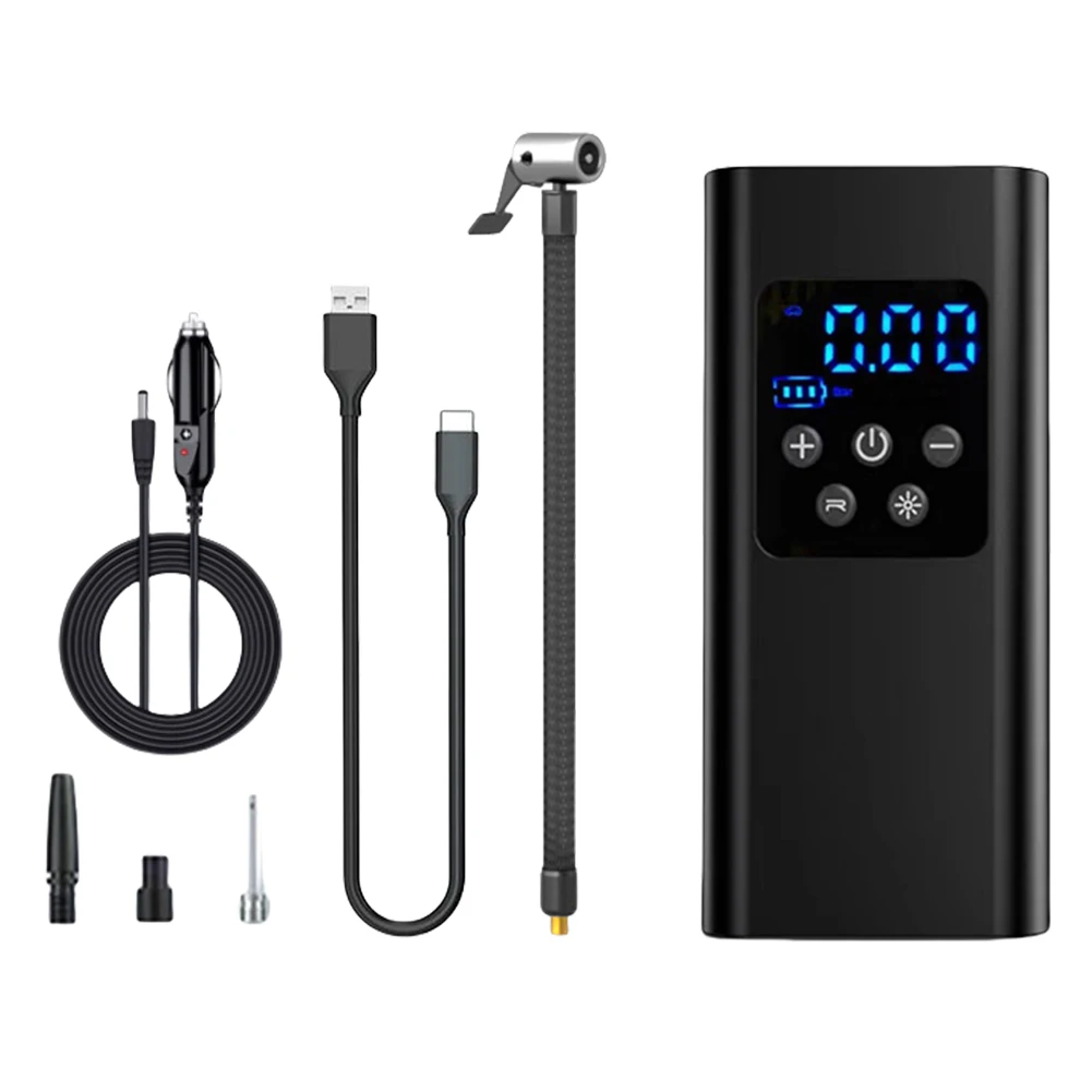 Car Air Pump LCD Digital Display Car Tire Inflatable Pump Digital Inflator Inflatable Pump for Motorcycle Bicycle Boat Car Tire