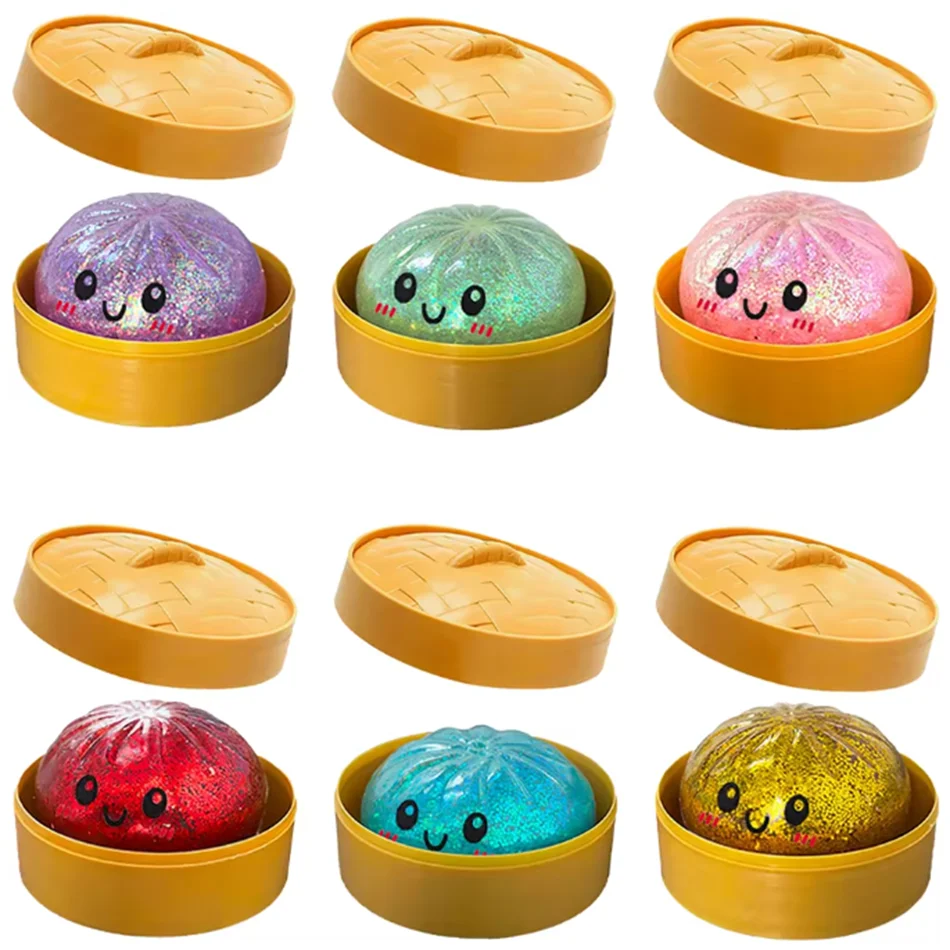 Seltener Gold Flash Dumpling Druckball, langsam zurückfedernd, weiches Quetsch-Dekompressionsspielzeug, Büro-Schreibtisch-Dekoration, Geburtstagsgeschenk für Kinder und Erwachsene
