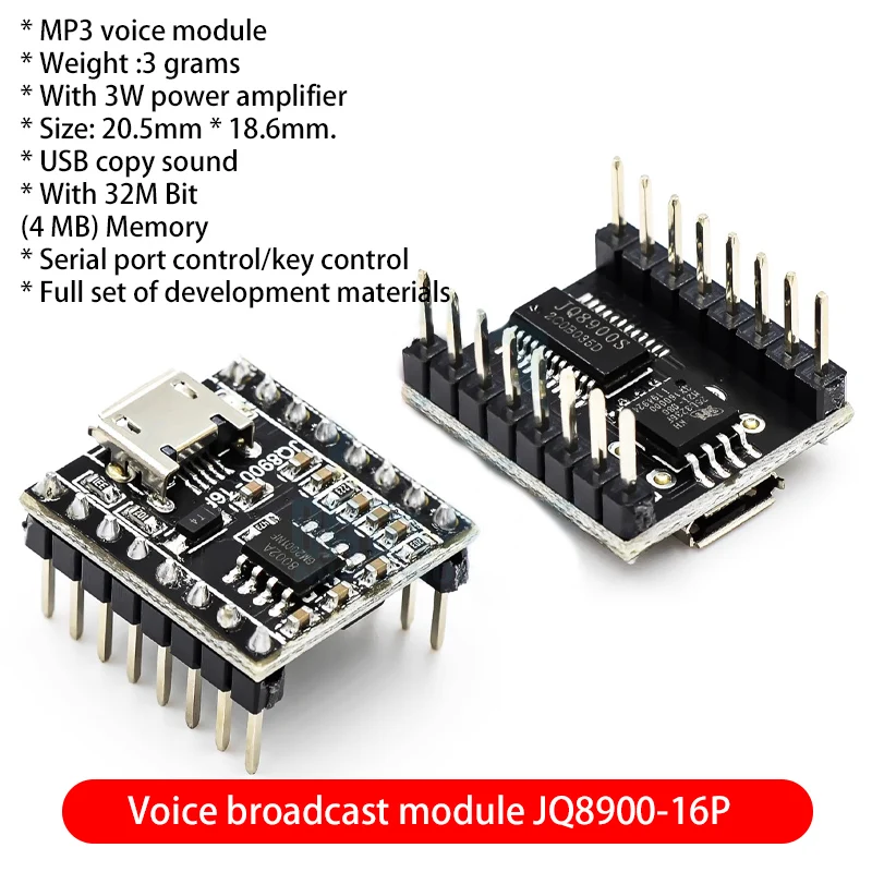 Voice module chip customized music intelligent voice broadcast USB serial port MP3 recognition module JQ8900-16P