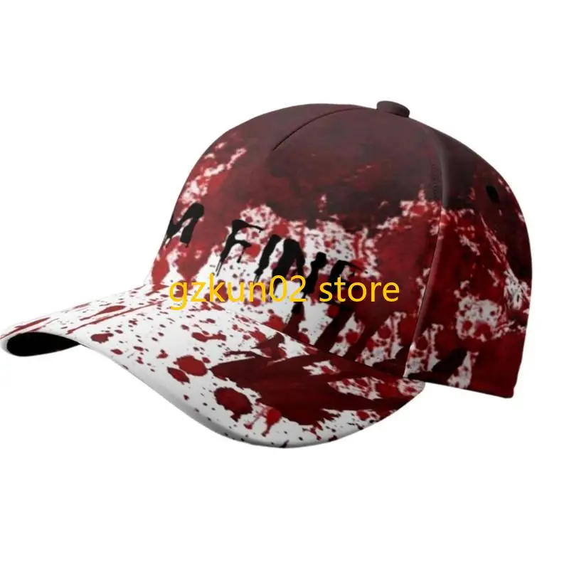 قبعة KXRB المبتكرة لحفلات الهالوين مع طباعة دم للجنسين قبعات بيسبول قابلة للتعديل #3