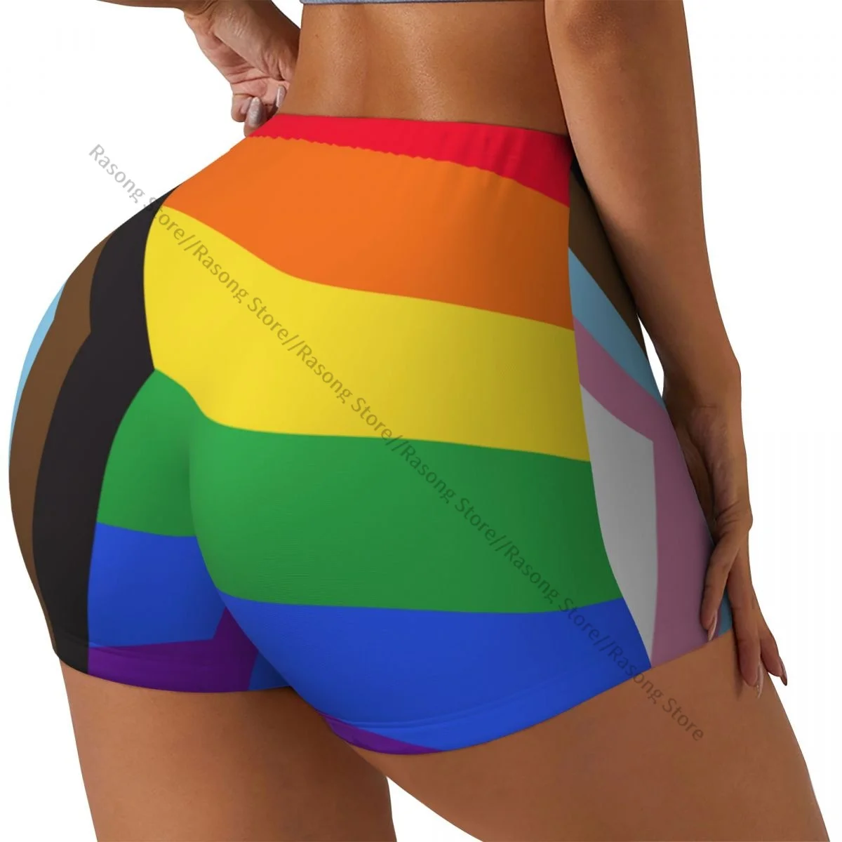 

Yoga Shorts Rainbow Flag Gay Pride Women Biker Tight Elastic Workout Sports Leggings Sportswear