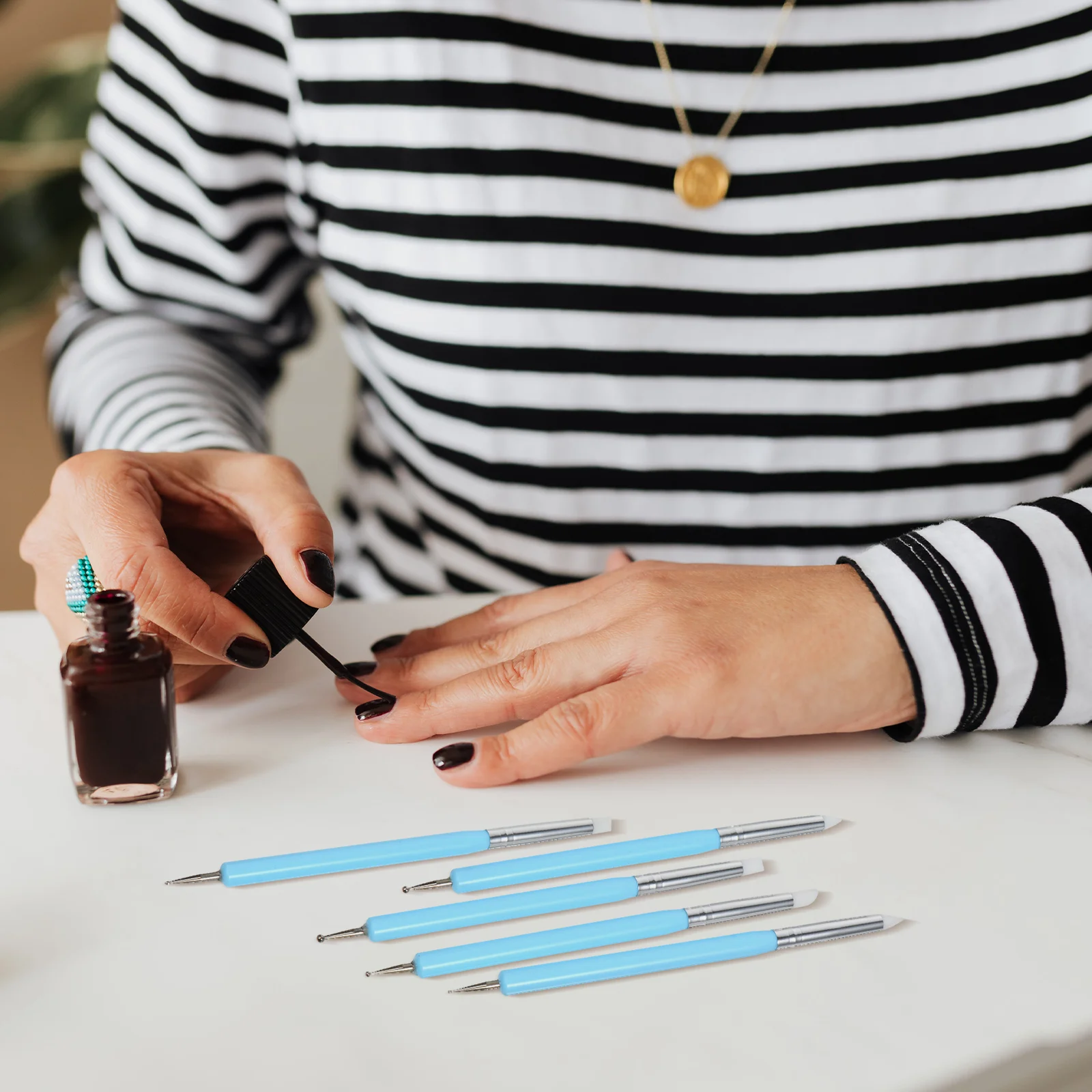 5-delige siliconen puntnaaldpen manicureborstel nagelpuntgereedschap voor UV-edelstenen silicagel