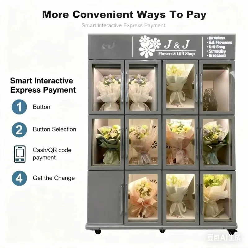 FOODLINE Customized Exclusive Offer Fresh Flower Vending Machine with Durable Frame, Remote Monitoring System