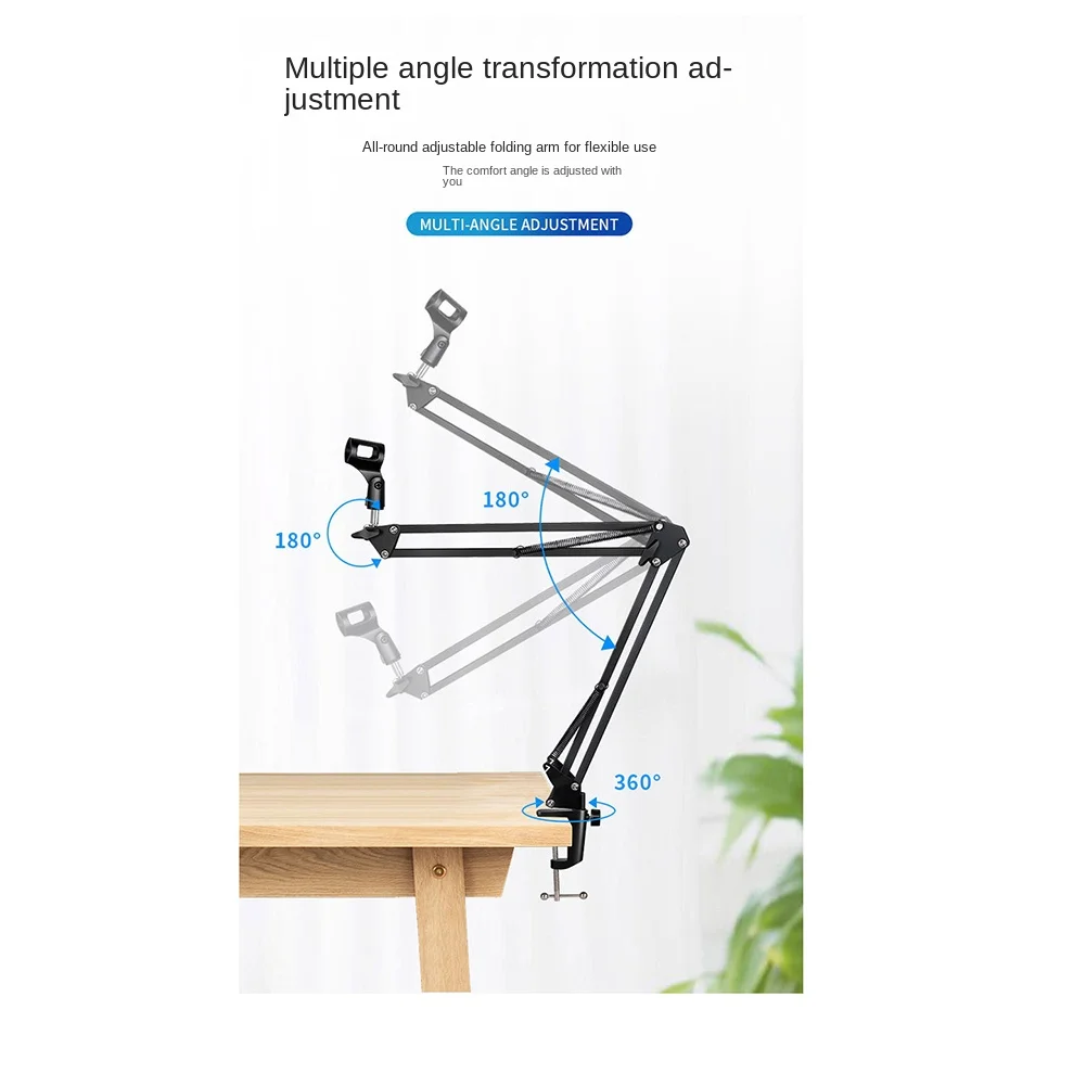 Microphone Stand,Adjustable Suspension Boom Scissor Stand with Mic Filter Microphone Shock Mount for Voice Recording