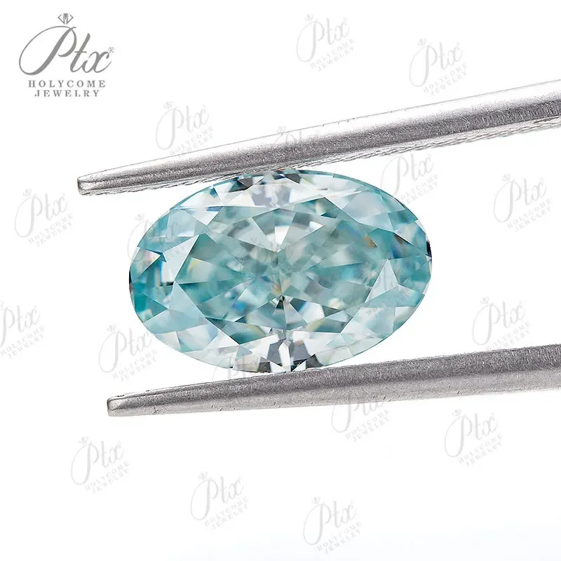 

Oval Moissanite Aqua Blue Crushed Ice Cut VVS1 With GRA Certificate Top Quality Gemstones Beads Women Rings Making Accessories