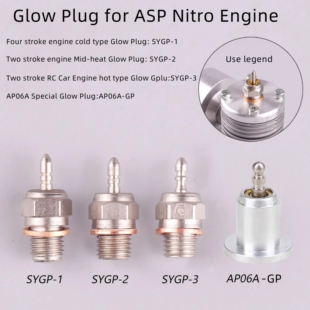 ASP Glow Plug Spark Plug Candle GP-1 GP-2 1.5V for ASP AP09A S36AII S40AII S52AII S61AII S91A 180AR Nitro Engines