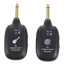 A8 Guitar Wireless System Transmitter Receiver Built-in Rechargeable Built- in Rechargeable Wireless Guitar Transmitter