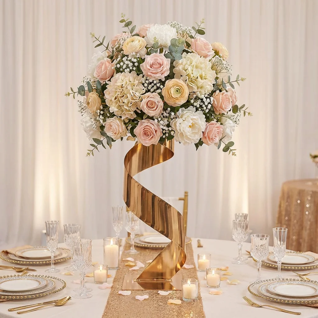 

10 декоративных подставок для цветов из кованого железа золотого цвета, идеально подходят для свадебных украшений, украшения столов на тематические вечеринки и дни рождения.