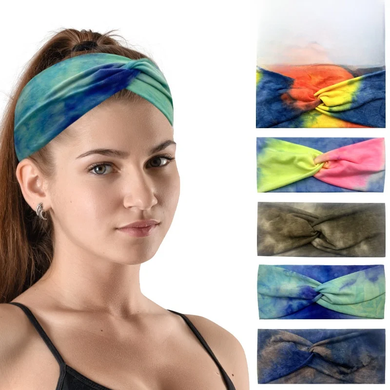 

Crossed adient Headband Sweat Absorbent Outdoor Yoga Hair Tie Sli Accory for Fitn And Sports