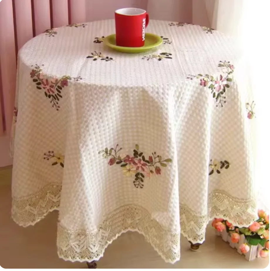 Ribbon Embroidery Tablecloth, Round and Square, Home Hot Table Mat, Dinner Table Cover, Beauty, New Arrival, FG760