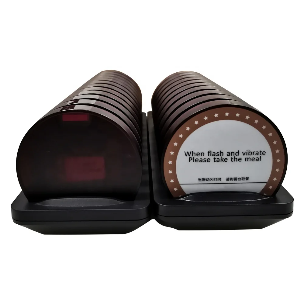 Cafe Guest Paging 1Base 22 Alphanumeric Beepers Vibrating Coaster Buzzers Wireless Waiter Calling System Pager for Restaurant