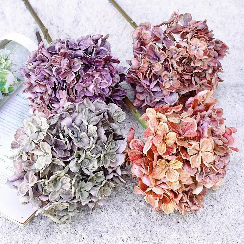 48cm Artificial European Retro Flower Hydrangea Branch DIY Wedding Bouquet Room Home Table Decoration Floral Photography Props