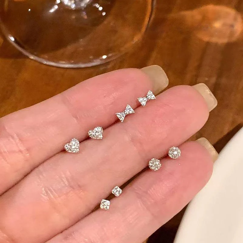 حقيقي 925 فضة صغيرة هندسية الزركون وأقراط لسحر المرأة العصرية مشرقة غرامة مجوهرات الحد الأدنى اكسسوارات #6
