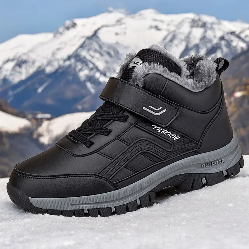 Men Winter Snow Boots For Waterproof Leather Sneakers Super Warm Women Boots Outdoor Couple Hiking Boots Work Shoes Size 35-48