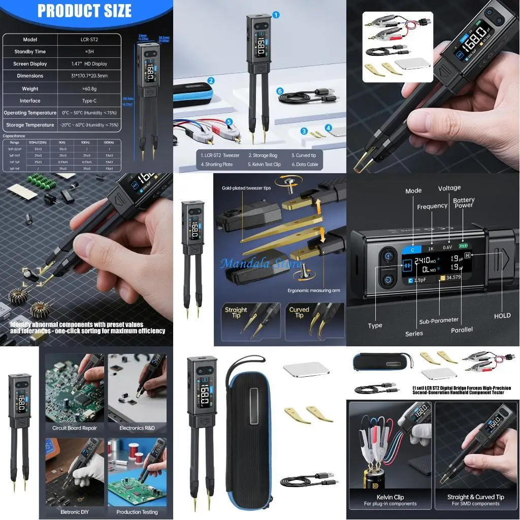 

U2JC Digital Tweezer Flows Meter Component Tester for Accuracy Testing of Resistors