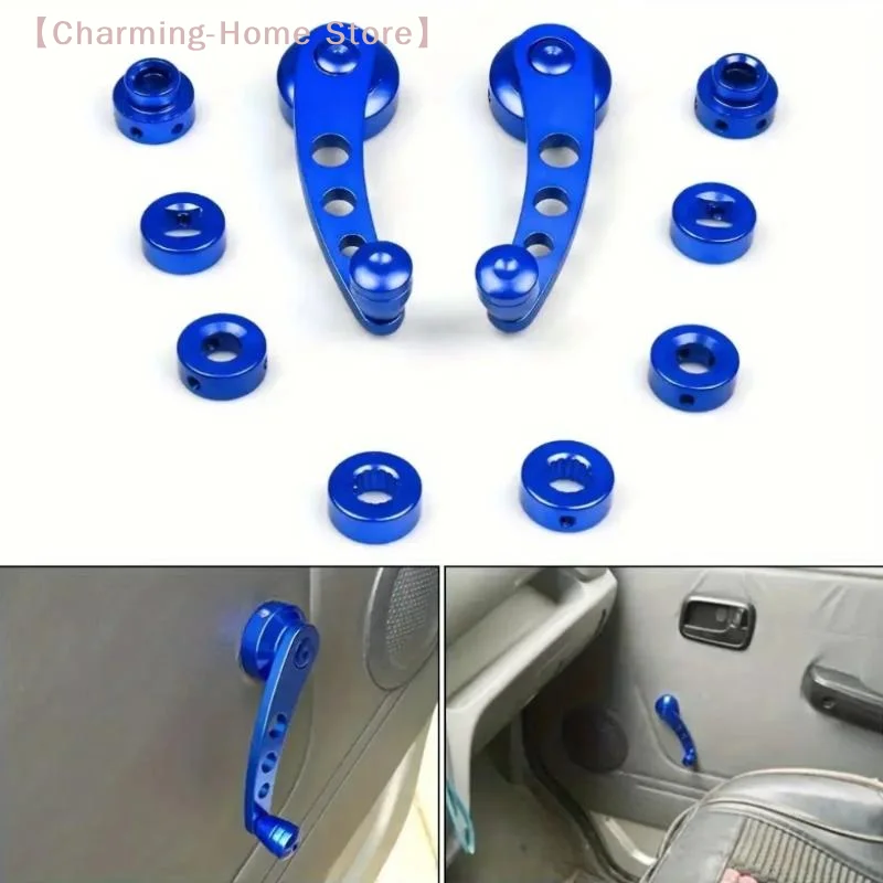 【M】2Pcs Universal Car Window Rocking Handle Riser Winder Aluminum Alloy Winder Handle Crank Riser Kit Universal Replacement