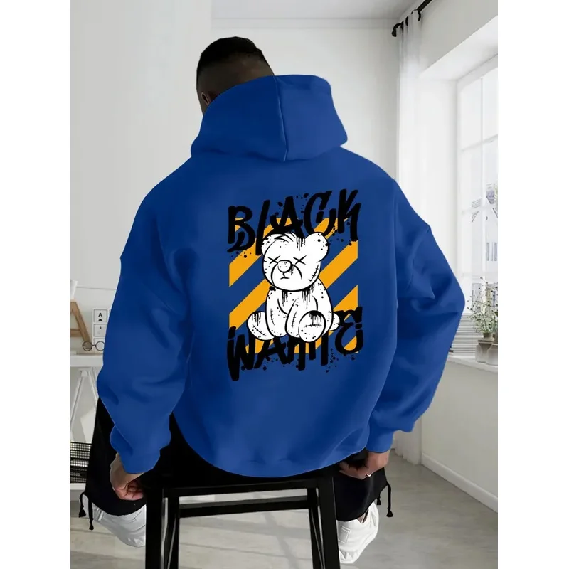 

Хит продаж, модная мужская осенняя персонализированная удобная мягкая толстовка с капюшоном и принтом плюшевого мишки, уличная ткань в уличном стиле
