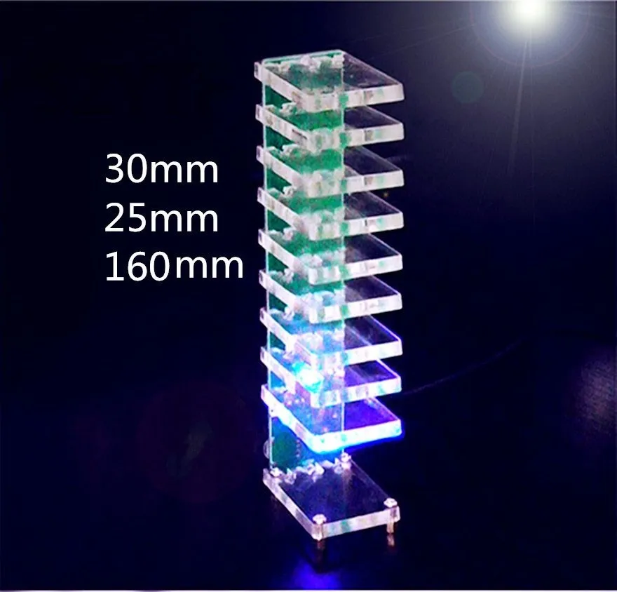 Electronic Crystal Column Light LED DIY Sound music spectrum Level display electronic production DIY kit