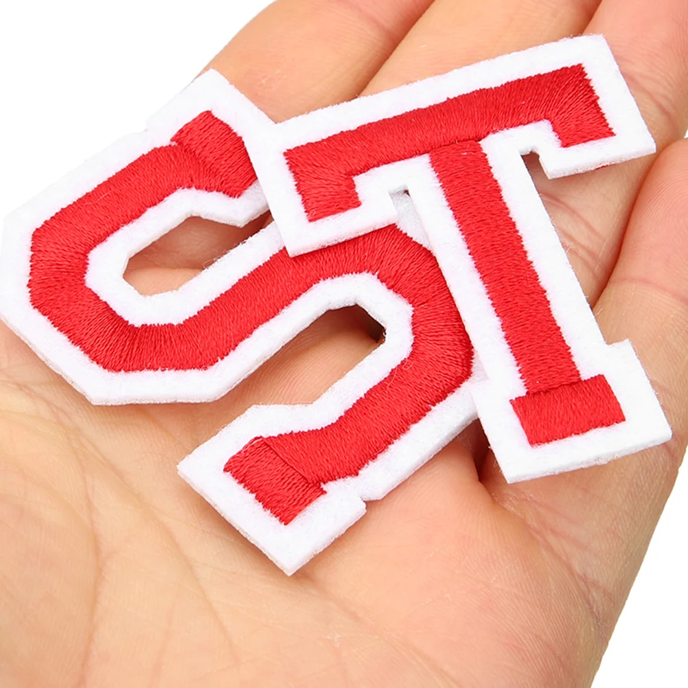 

Letter Patches Iron On Clothing 12PCS Red PVC Embroidery Stickers Creative Fashion Garment Decorative Alphabet for Bags