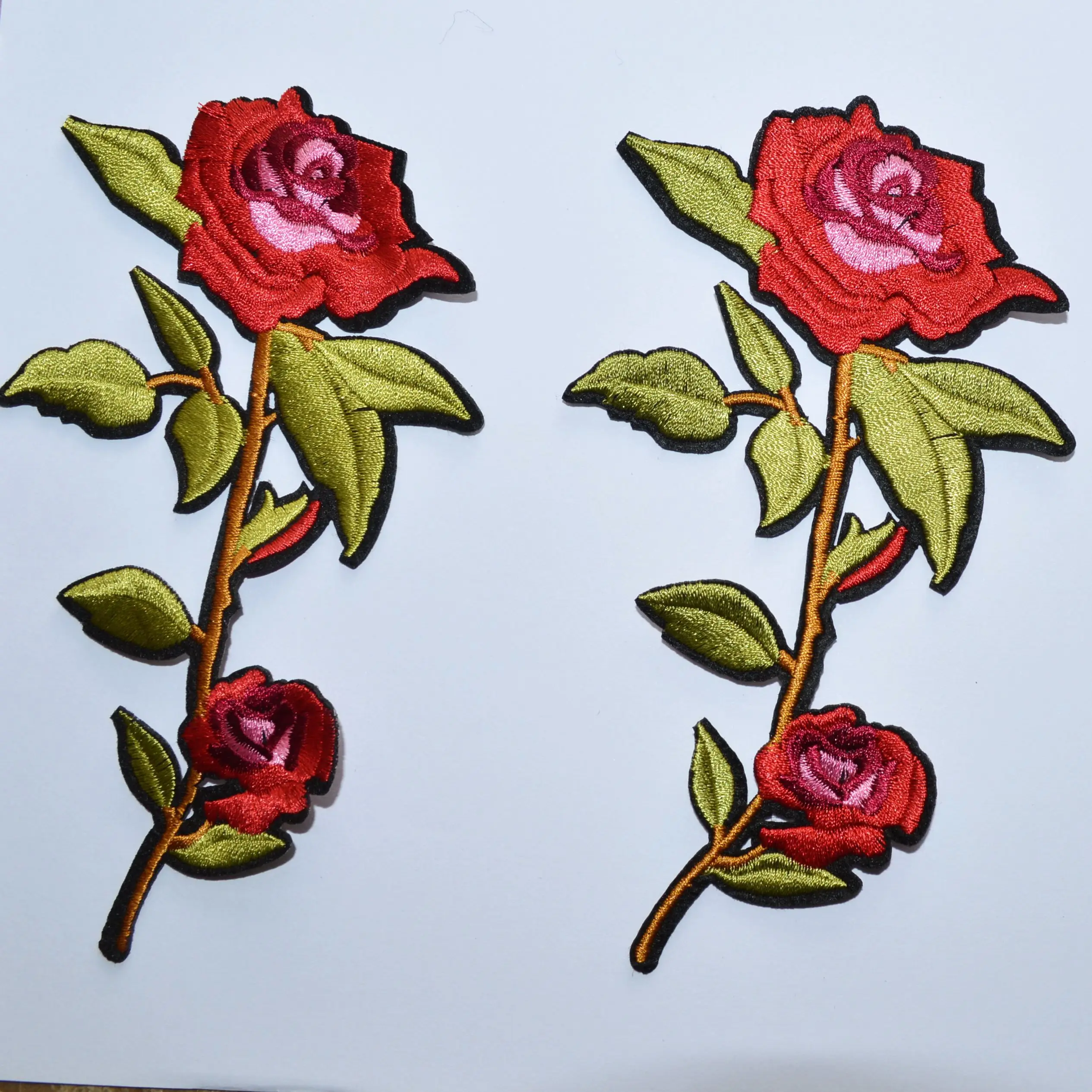 

New ! Big! 5.9 inch Red Rose - Gardening - Flower -Rose- Embroidered Iron On Applique Patch