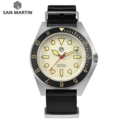 San Martin SN0123 40mm Dive Watch Vintage Bead Blasted Case NH35 Automatic Mechanical Sapphire Waterproof 200m Luminous Watches