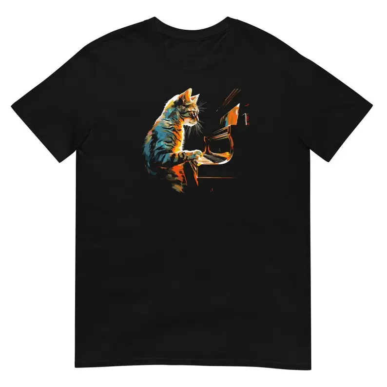 

Cat Playing Piano Musician Piano Player Piano and Cat Lover Shirt Unisex T-Shirt